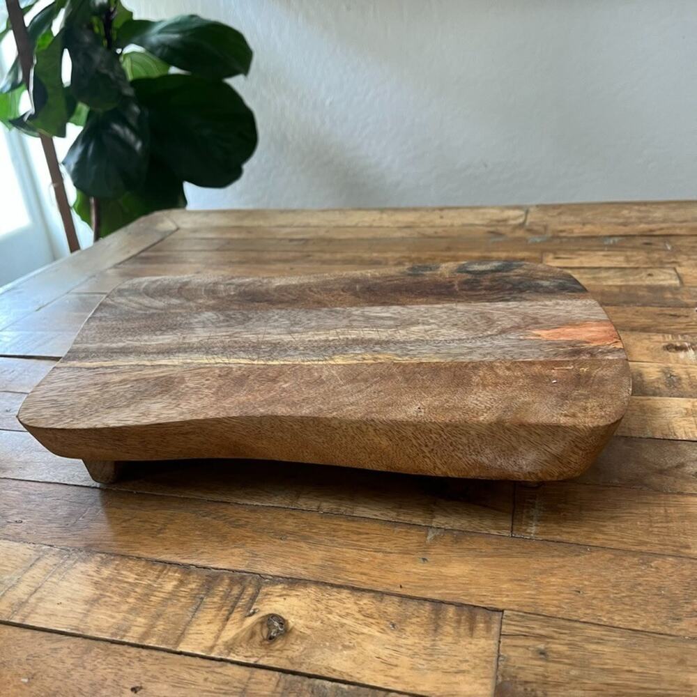 Mango Wood Serving Tray Raiser Footed 13" - Picture 2 of 10
